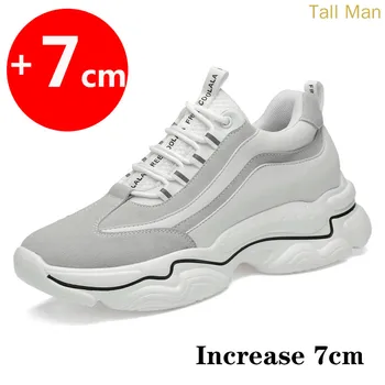 Homens Elevador Sapatos Aumentando Sapatos Aumento da Altura de Sapatos de Palmilhas 7CM Homem Esporte Aumento da Altura de Sapatos de Altura de Sapatos
