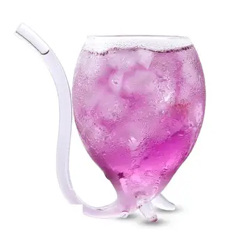Criativo Diabo Cocktail Copo de Vidro com Palha de 300ml de Vinho, Copos de Vidro de Cerveja de Vidro do Uísque Caneca de Suco de Cristal de Vidro de Tiro