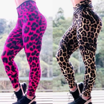 Mulheres Estampa De Leopardo Calças De Yoga Mulheres De Fitness Legging Treino Desportivo Execução Leggings Sexy Push-Up Ginásio Desgaste Elástico Fino Calças