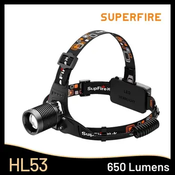 Supfire HL53 Poderoso Farol de 650 Lumens Farol Recarregável Com Zoom Use 18650 Bateria Para Pesca Camping Lanterna de Cabeça