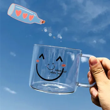 Sorriso vidro pequeno criativas para crianças copo de água copo de chá de copa pequeno-almoço taça resistente ao calor copo de leite