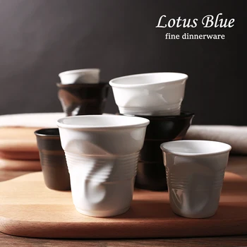Origami copa do preto branco, café com leite, água de caneca única xícara (chá) de manhã simples estilo Nórdico de cerâmica de porcelana, copos de café da manhã