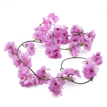 Falso Cereja Flor De Vime Simulação Sakura Flores De Cerejeira Vinha Para O Casamento De Casa Vitrine Decorativos Flores Artificiais