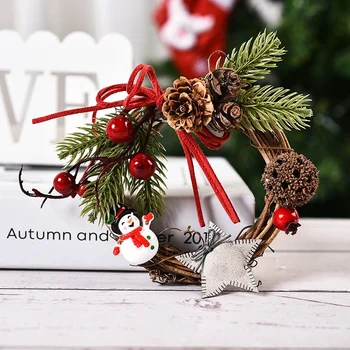 10CM Criativo Mini Guirlanda de Natal DIY Árvore de Natal de Vime, Enfeites de Natal, Enfeites Para Casa 2021 Novo Ano de 2022 Navidad