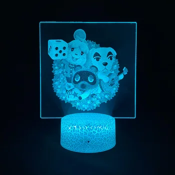 Animal Crossing Jogo de Imagem 3D a Noite Lâmpada Led USB Bateria Neon RGB Toque de Luz Presente Legal Quarto Tabela Secretária Decoração Colorida