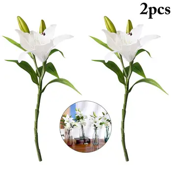 2pcs Buquê de 3 Cabeças de Flor Europeu Artificial Flores de Lírio Multicolor Falso Flores Para o Casamento, Festa de Casa, Decoração