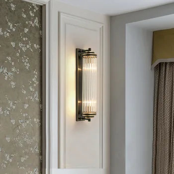 Vidro de cristal Sombra da Luz de Cabeceira Para o Quarto LED Luxo Moderno de Ouro Preto Lâmpadas Interior Luminárias Sala de estar, Casa de Iluminação